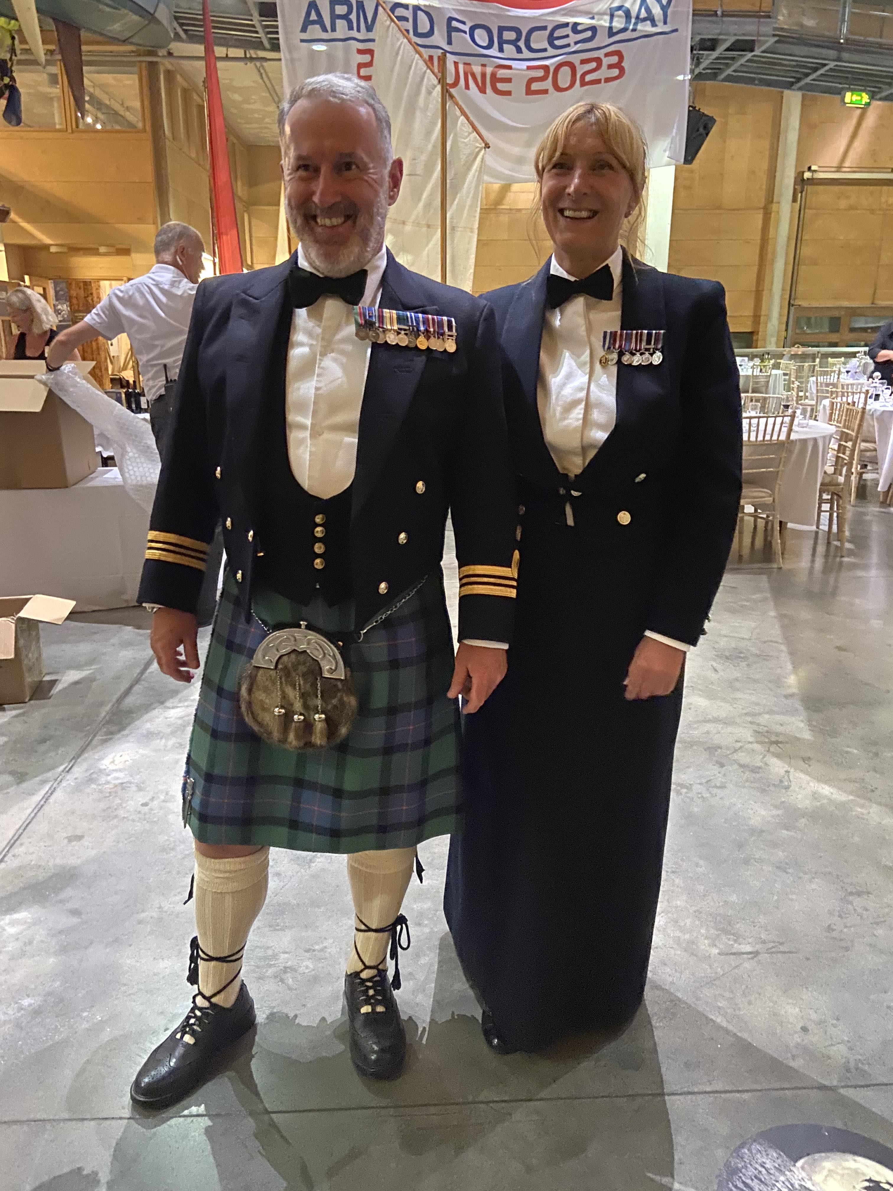 PO Lynn Reed and her partner Lt Cdr Graham Mains attended the Armed Forces Day gala dinner