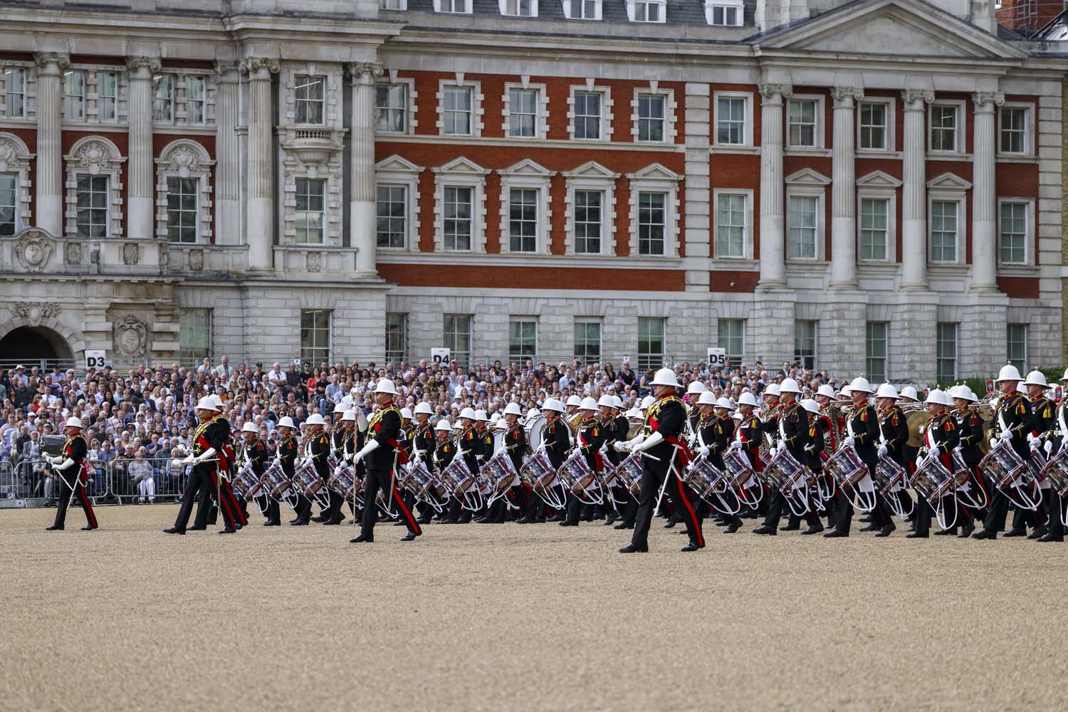 Nearly 250 musicians from the Massed Bands of HM Royal Marines brought pageantry, pomp and flair to London for Beating Retreat. Picture: LPhot Barry Swainsbury