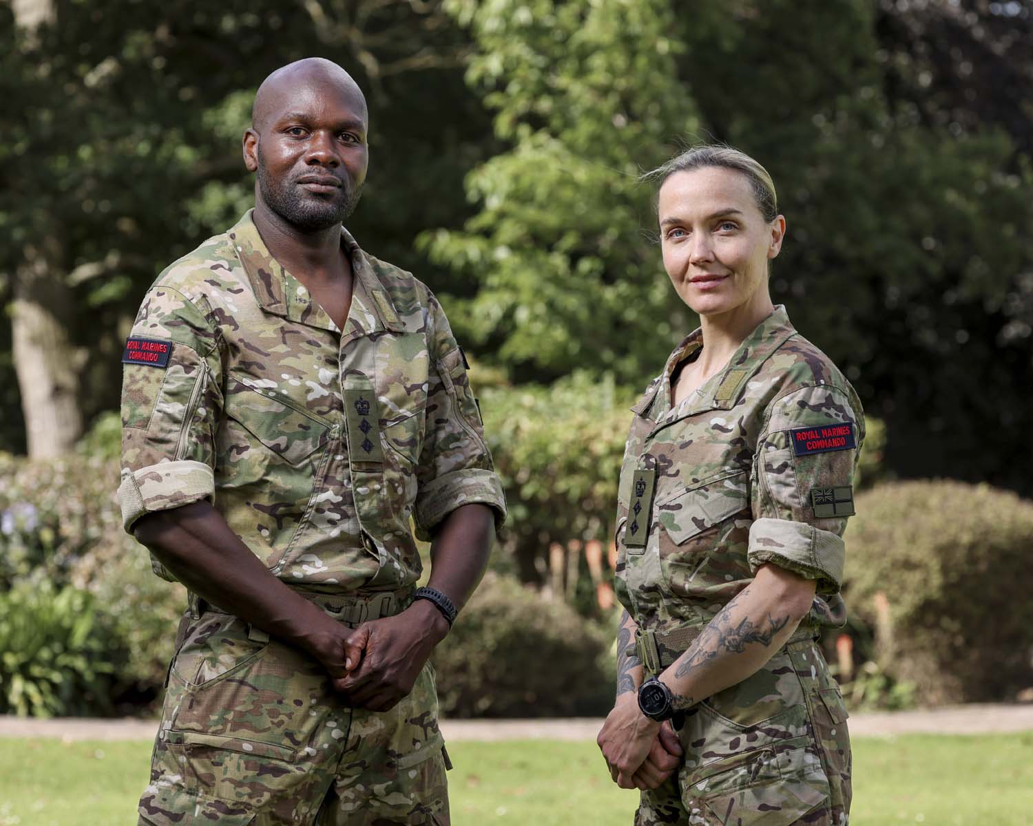 Honorary Colonels Victoria Pendleton and Dwayne Fields at Commando Training Centre Royal Marines in Lympstone. Picture: LPhot Barry Swainsbury