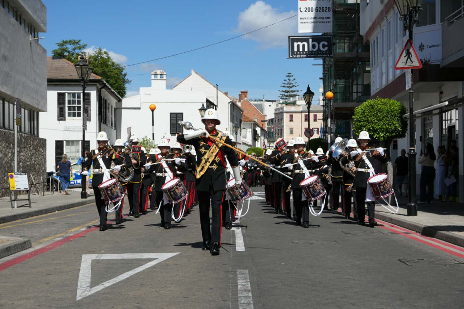 The Royal Marines Band from Commando Training Centre march in Gibraltar