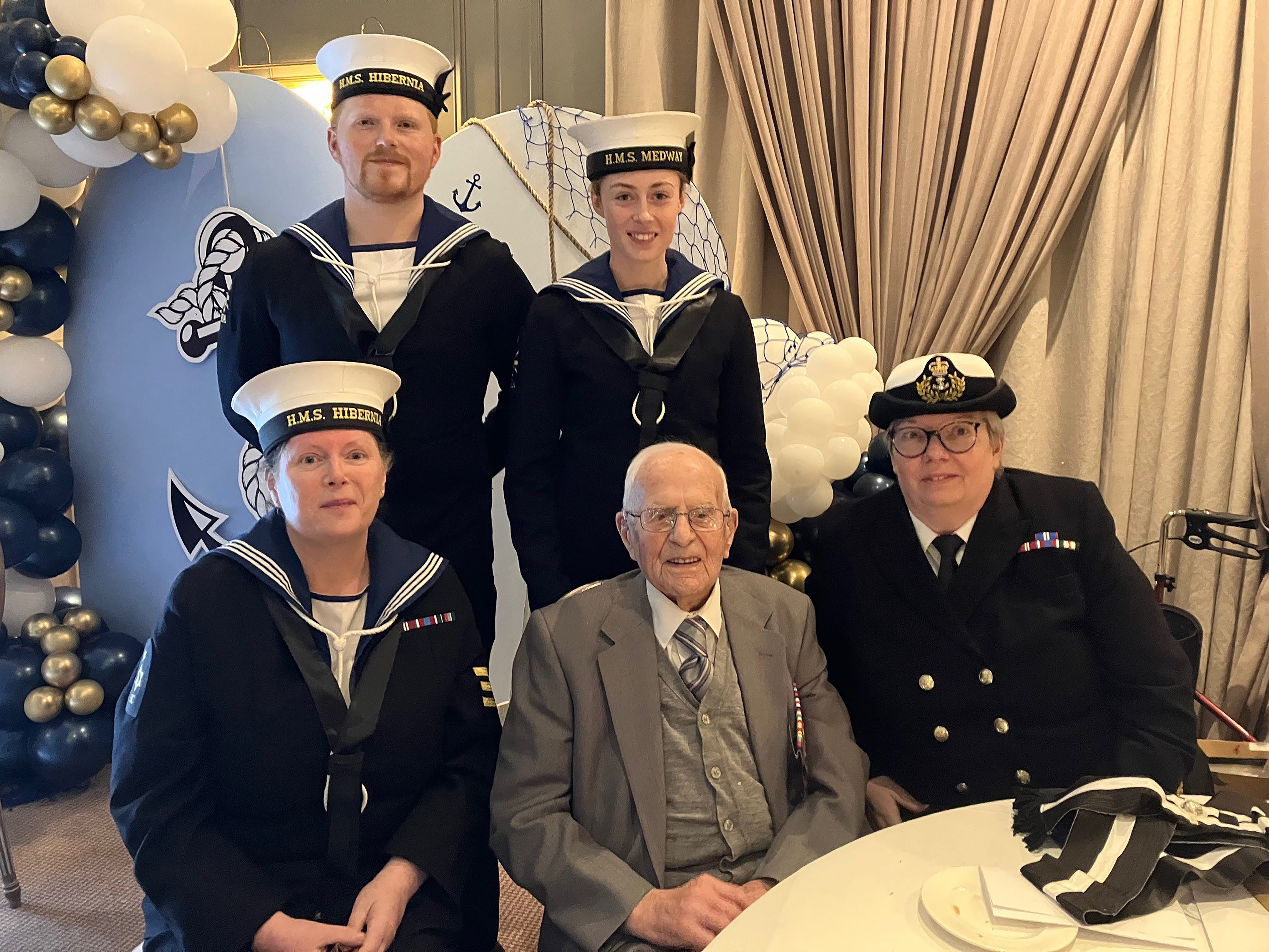 Royal Navy personnel help veteran mark his centenary