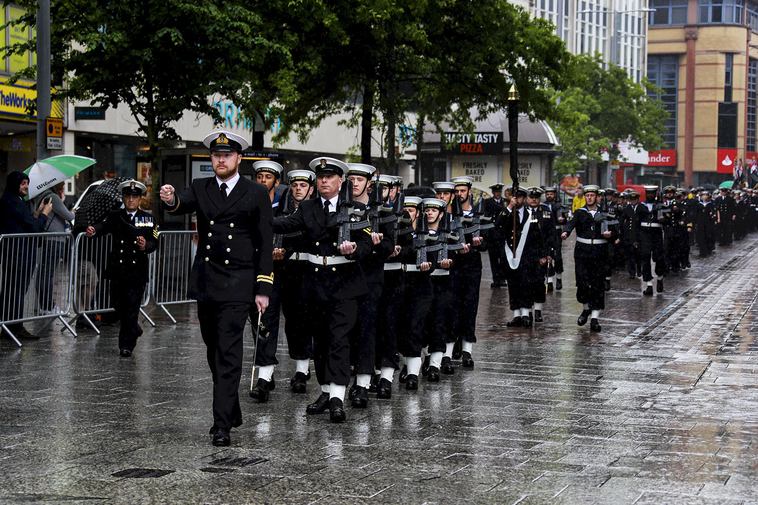 HMS Sherwood parade through Nottingham City streets