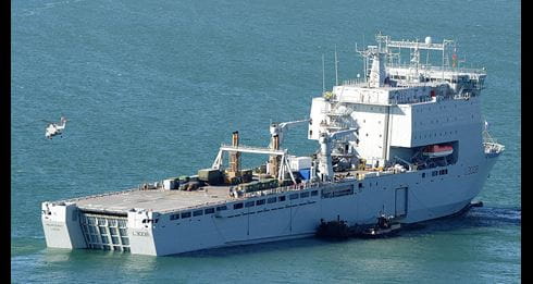 RFA Mounts Bays sails for Mediterranean deployment