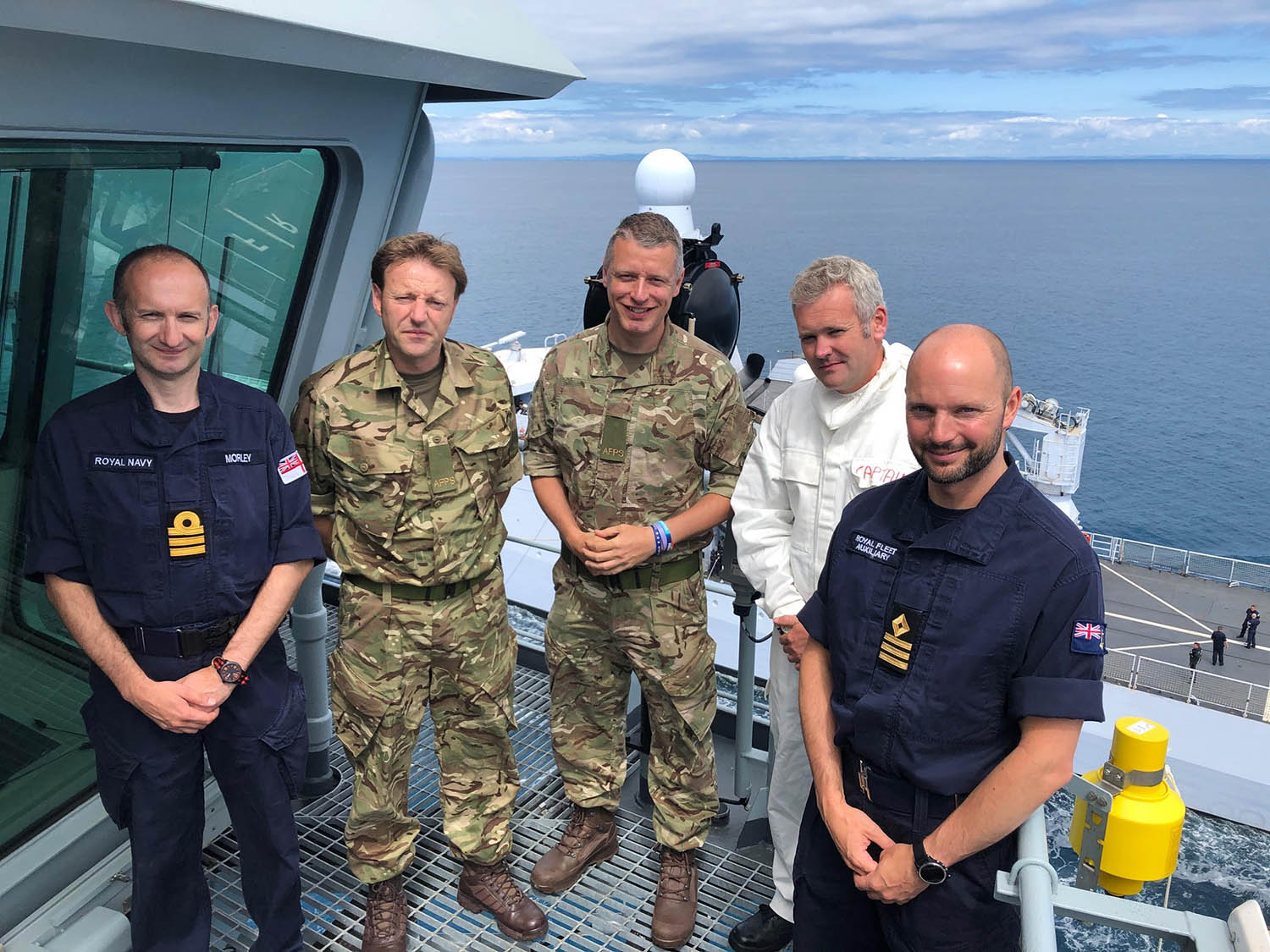 Commander Jim Morley, Derek Thomas MP, Luke Pollard MP, Captain Richard Davies and Chief Officer Jamie Finlay