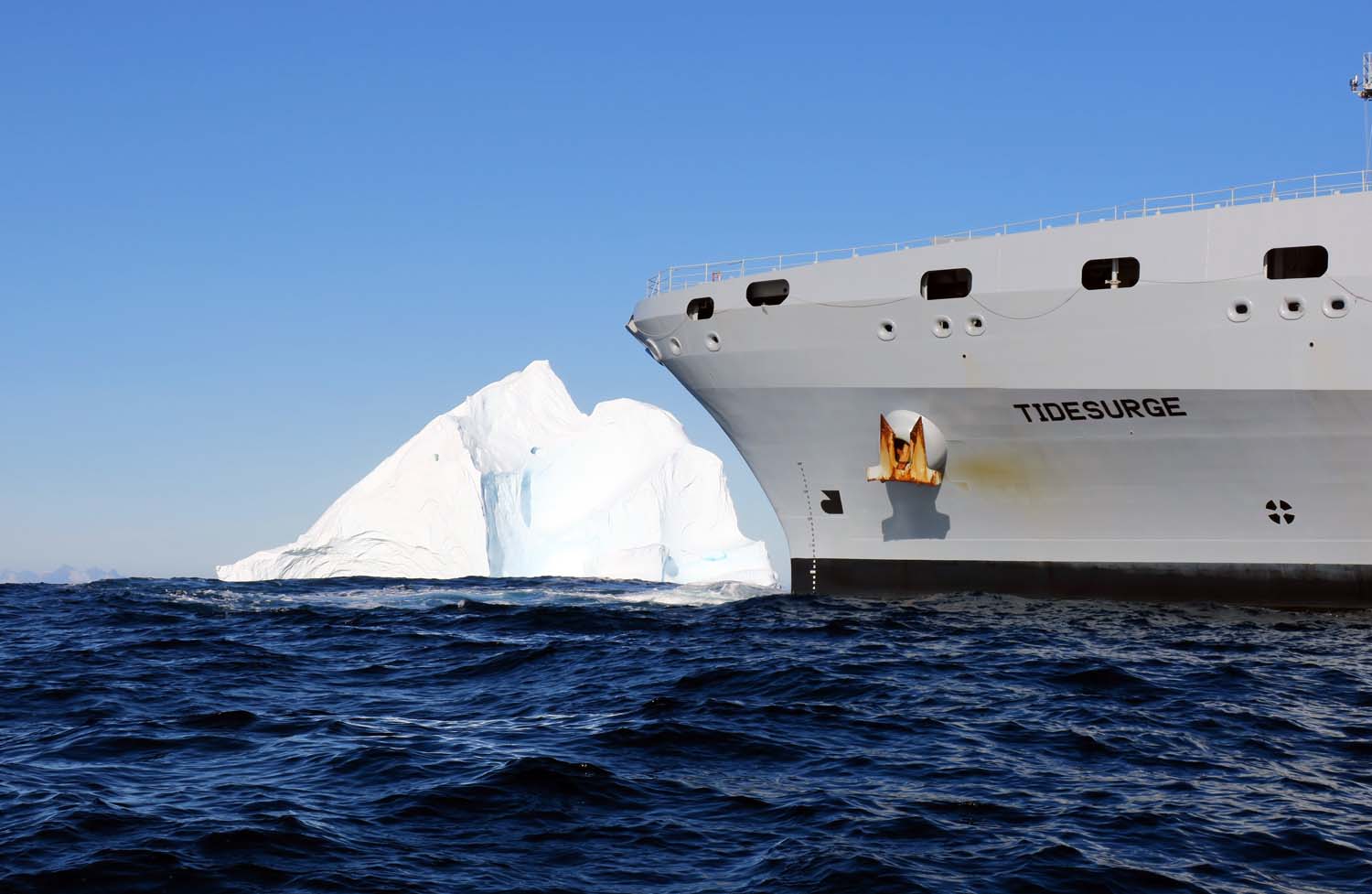 RFA Tidesurge negotiates the iceberg infested waters