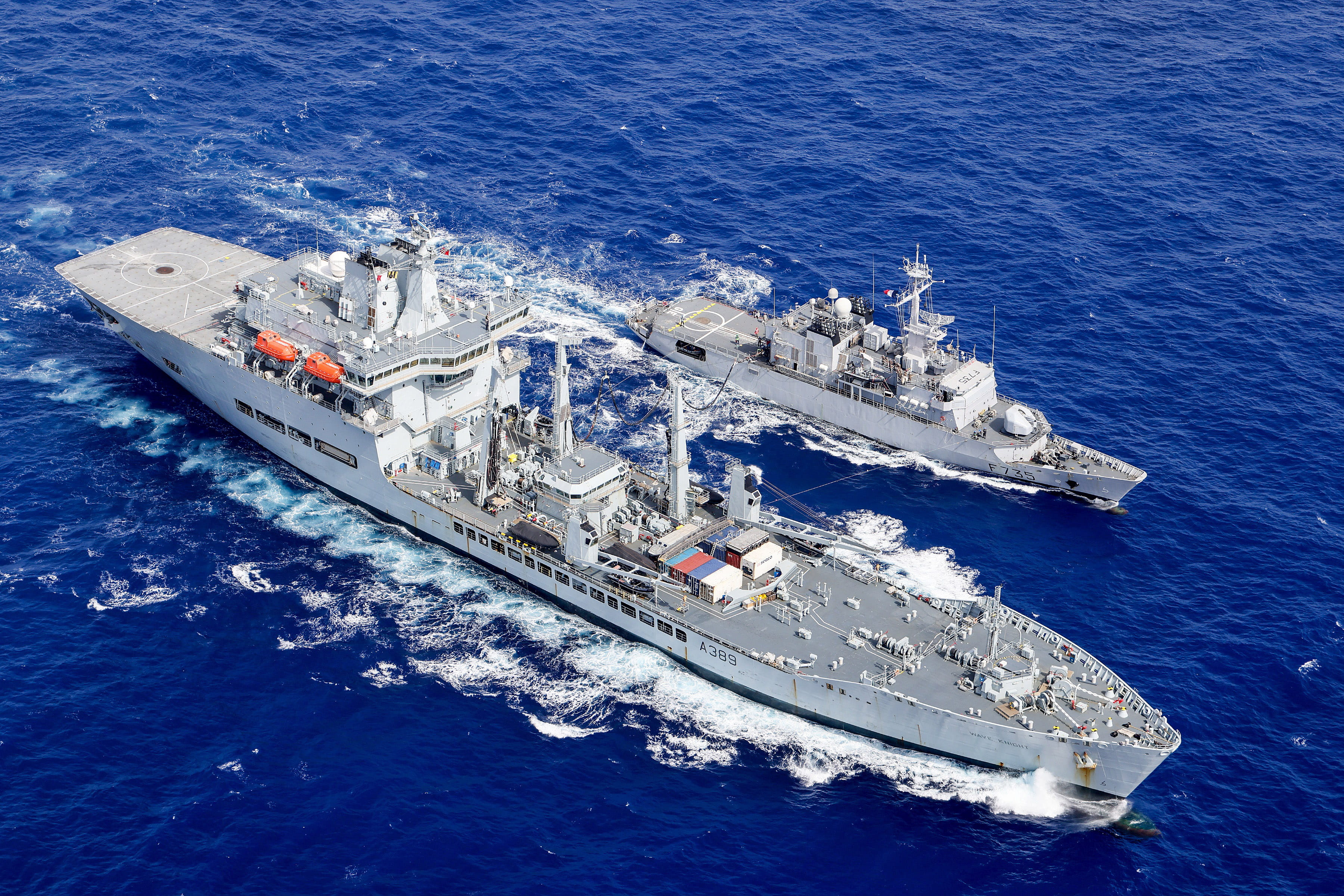 Fuel is delivered to FS Germinal during a replenishment