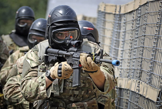 Marines' nuclear guardians fight their way through Germany's Tin City