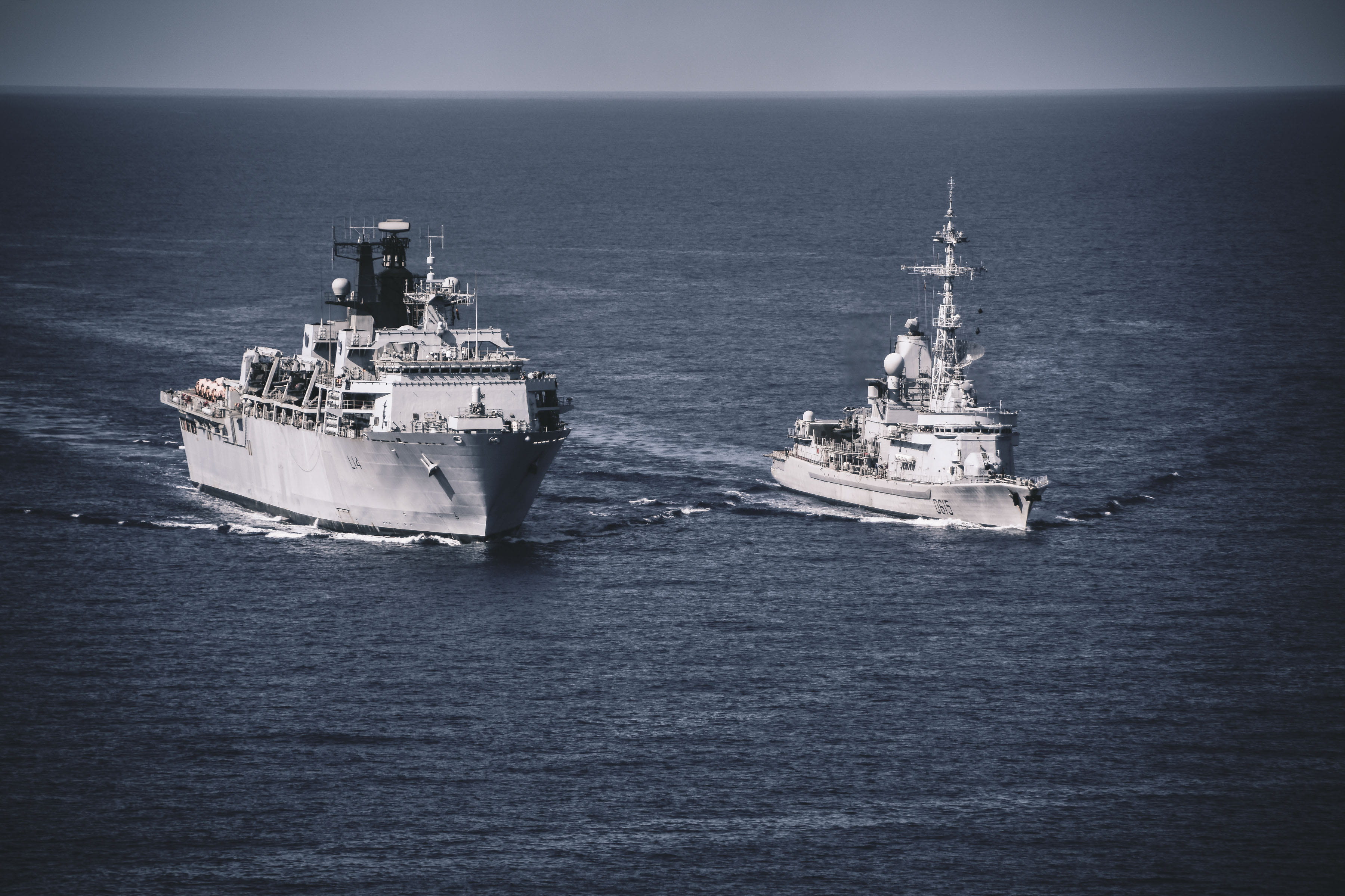 HMS Albion (left) sailing through the Med off Cyprus in company with FS Jean Bart HMS Albion (left) sailing through the Med off Cyprus in company with FS Jean Bart