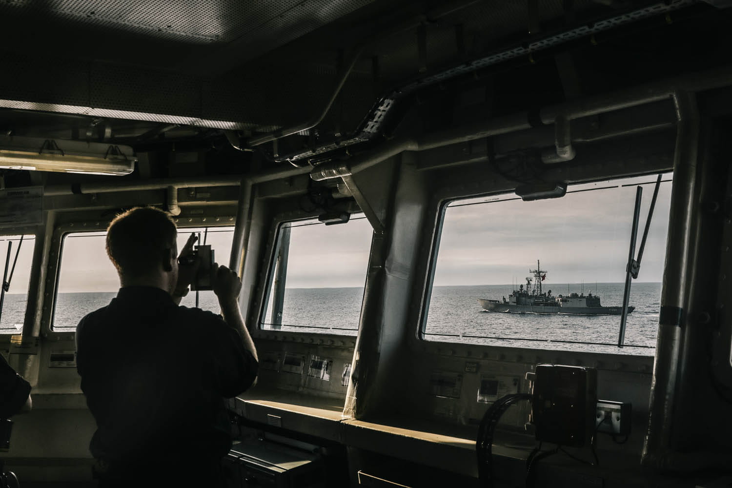 Turkish ship TCG Gemlik in the Mediterranean with HMS Albion in the Mediterranean