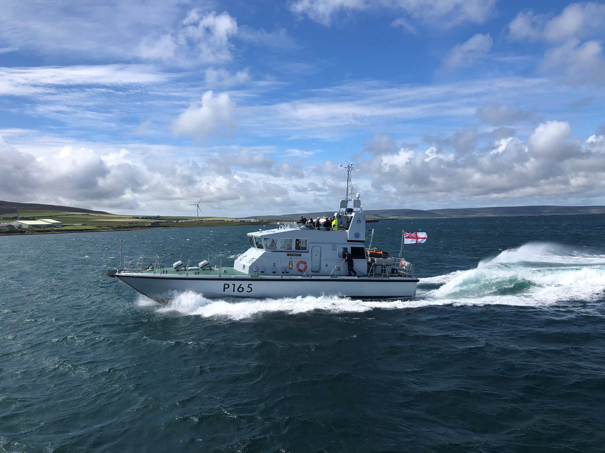 HMS Example takes members of the Orkney Island Council out on an Island tour.