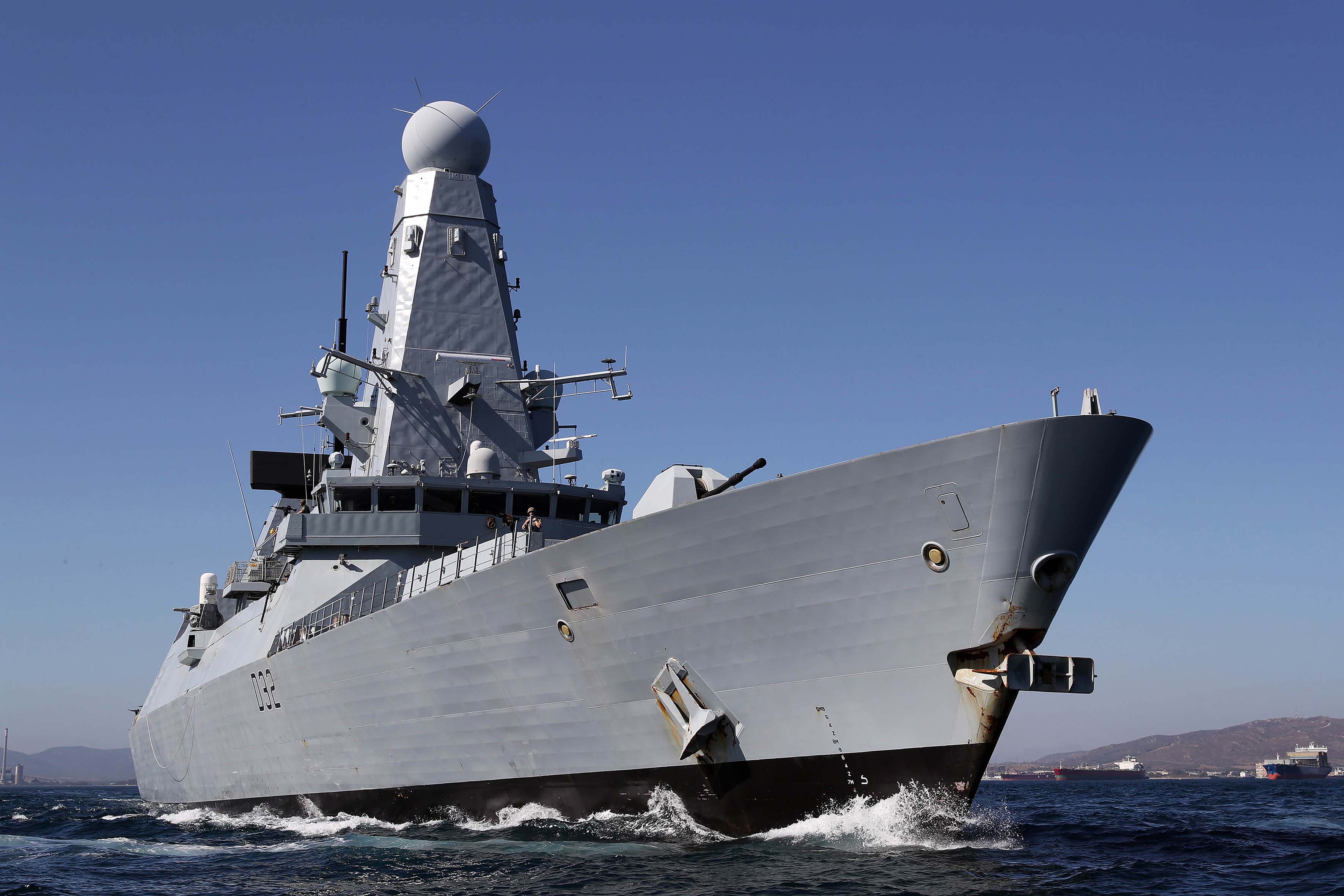 HMS Daring sailing past Gibraltar in 2016