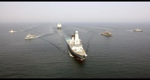 HMS Defender leads half a dozen warships as the world’s largest test of mine warfare force gets under way