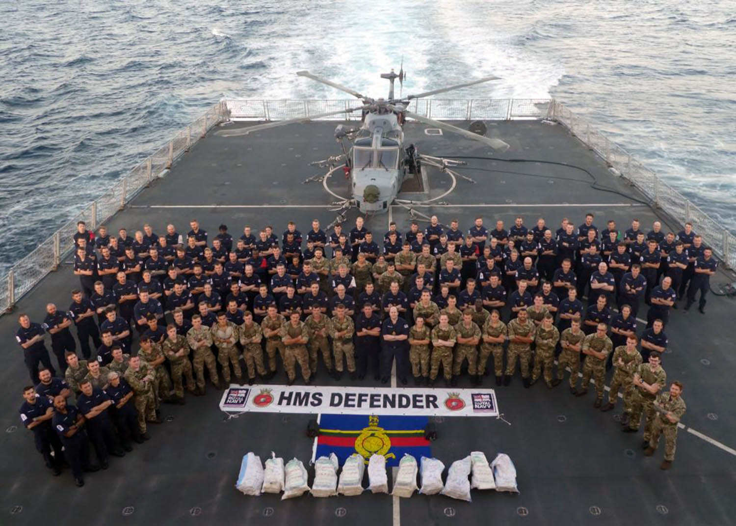 HMS Defender lands £3.3m haul in Middle East drugs bust