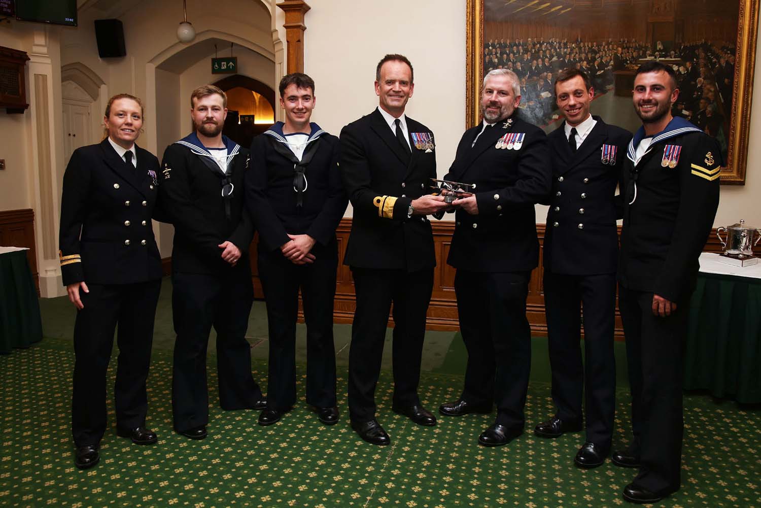 Vengeance 4 Flight receive the Sopwith Pup Trophy from Rear Admiral Anthony Rimmington