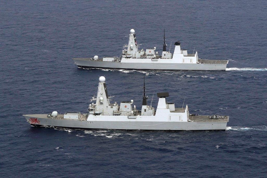 HMS Dragon and HMS Duncan meet up in the Med