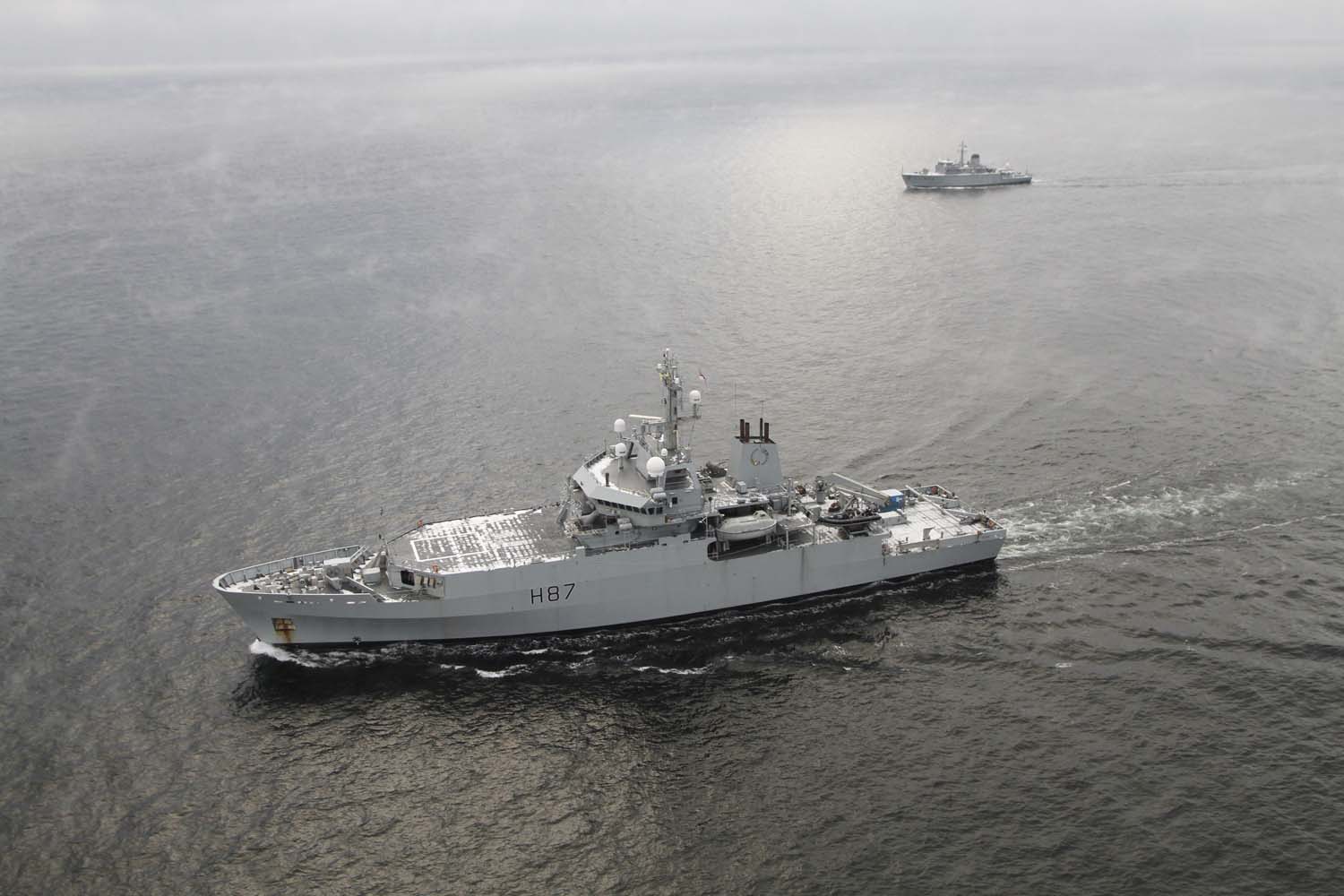 HMS Echo met up with Lithuanian ship LNS Kursis for minehunting operations in the Baltic Sea. Picture: Lithuanian Navy