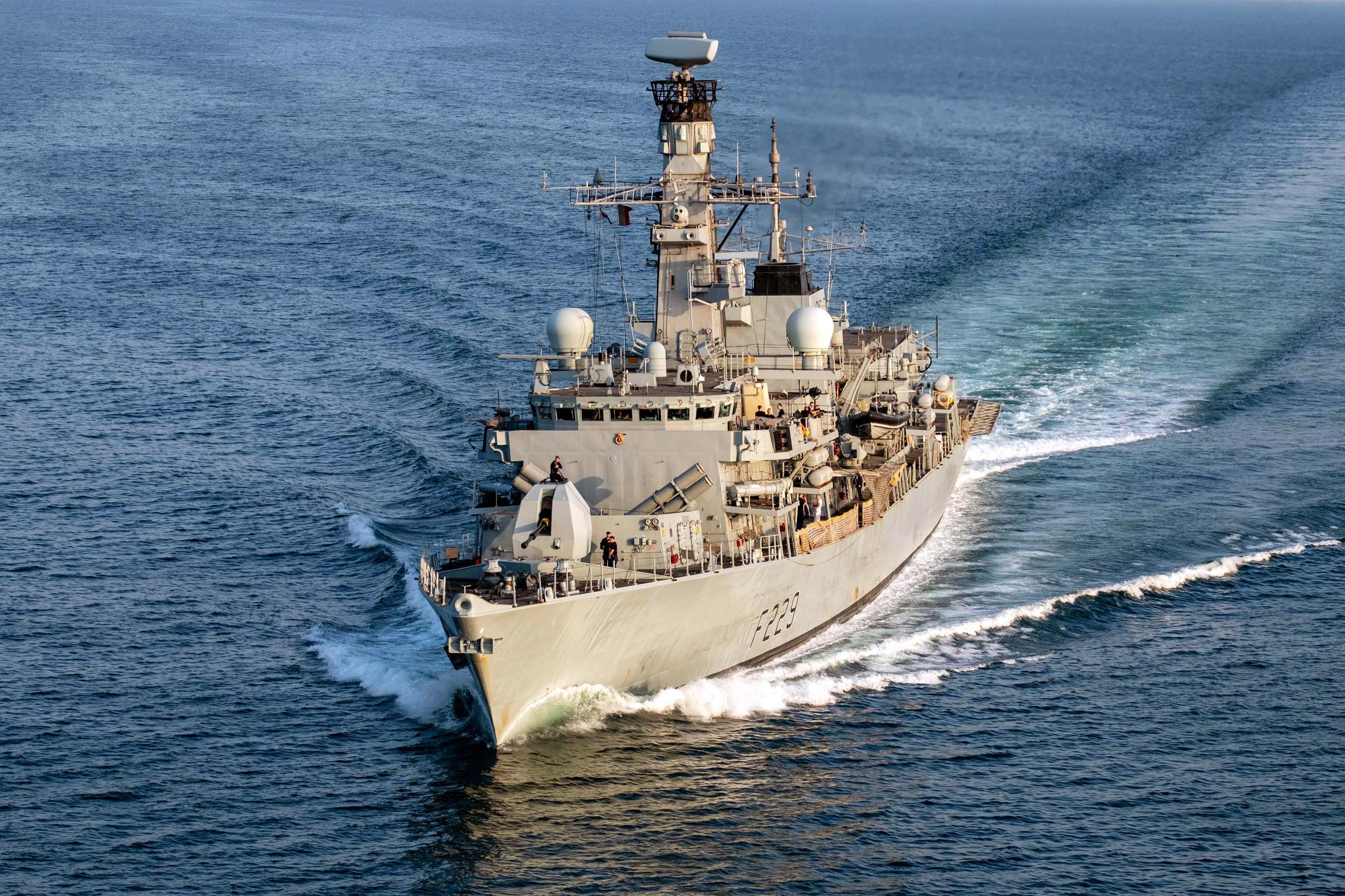 HMS Lancaster on patrol in the Arabian Sea
