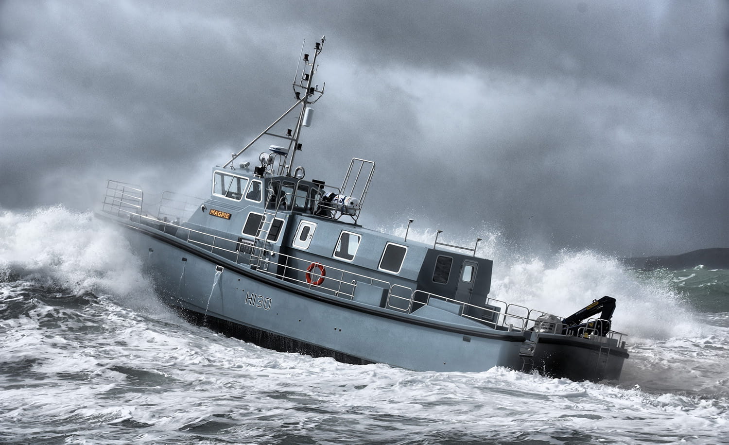 New survey ship HMS Magpie on sea trials
