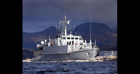 HMS Pembroke goes to action stations during exercise off Scottish coast