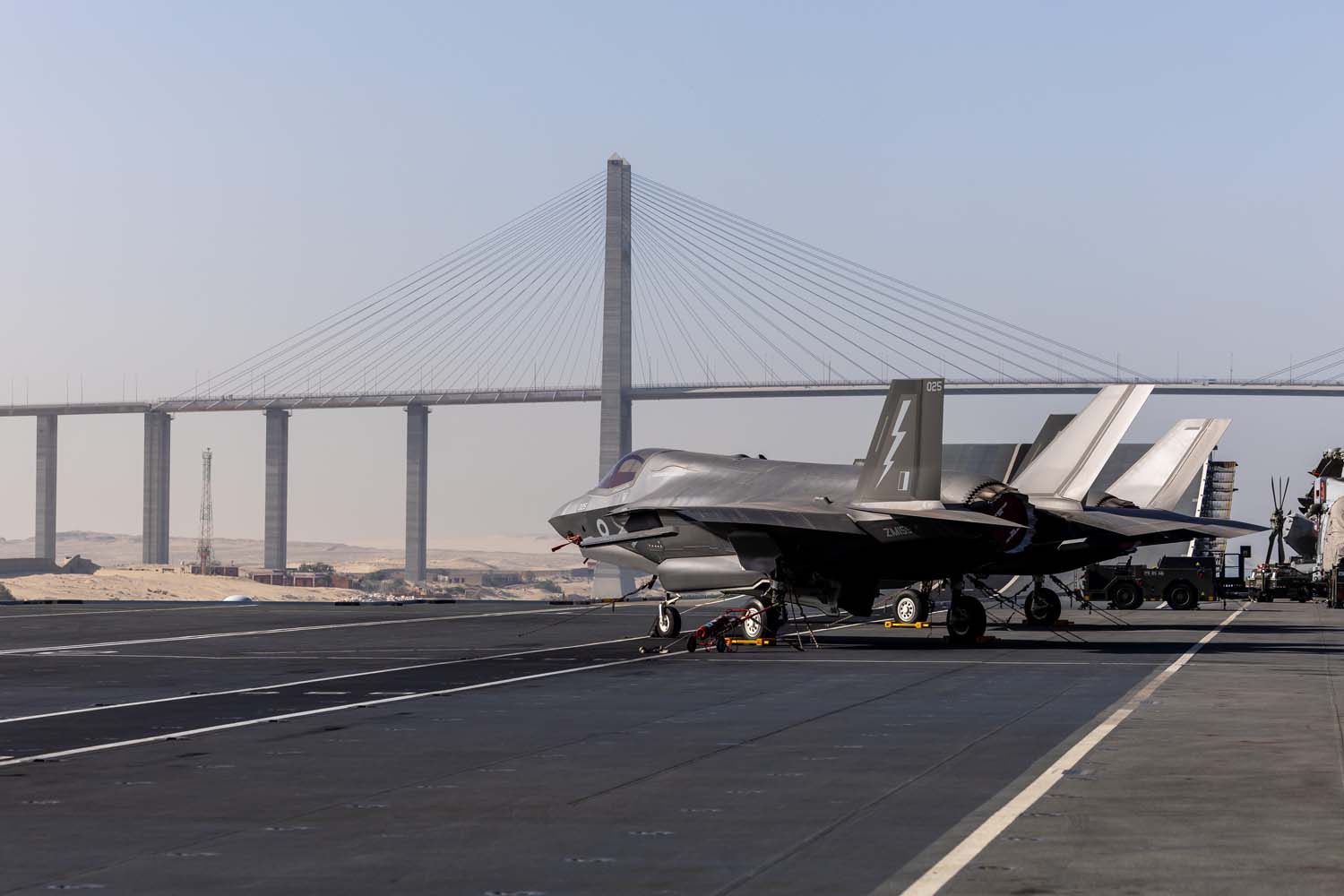 F-35s on the deck of HMS Prince of Wales as the aircraft carrier sails through the Suez Canal