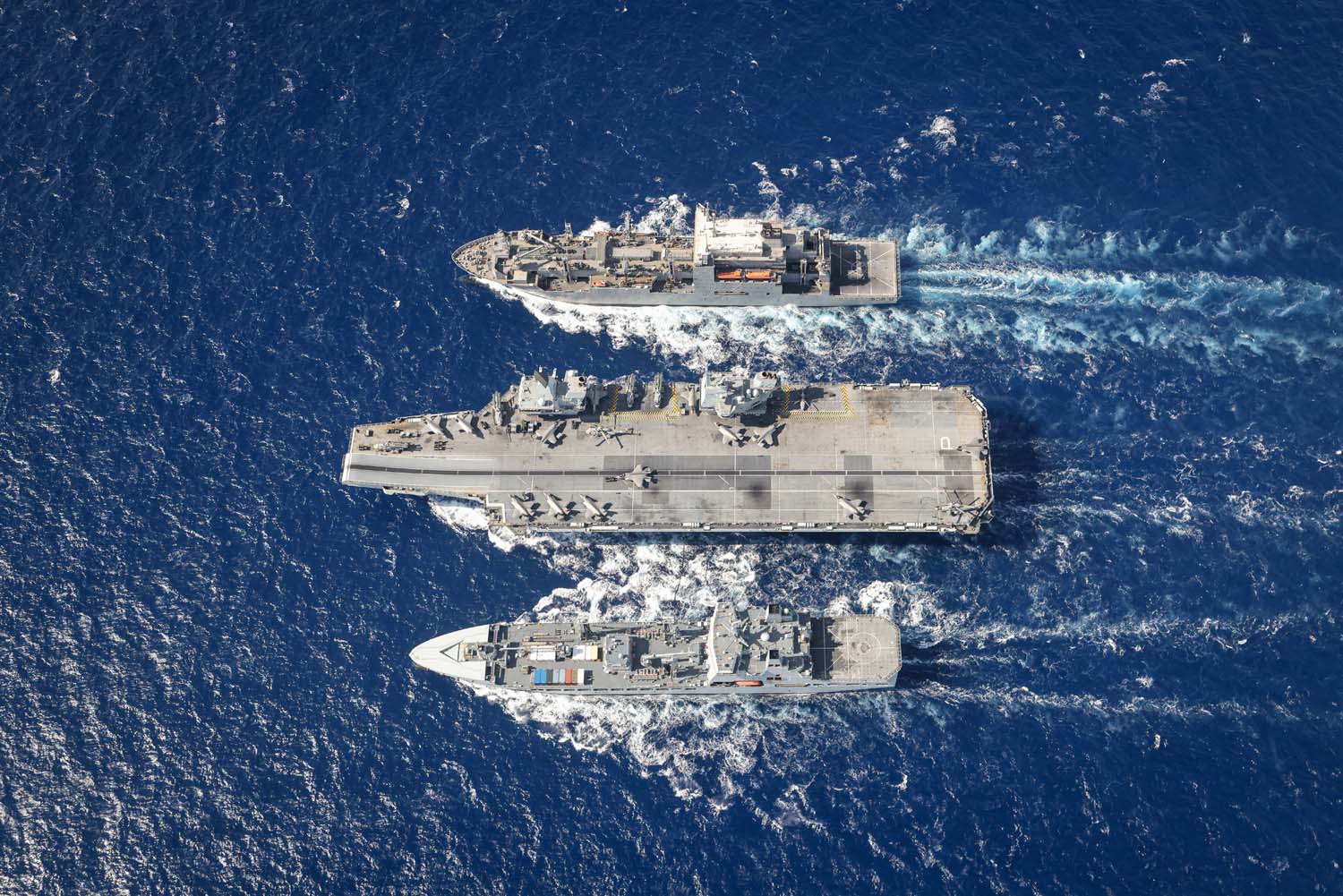 HMS Prince of Wales double RAS in the Philippine Sea