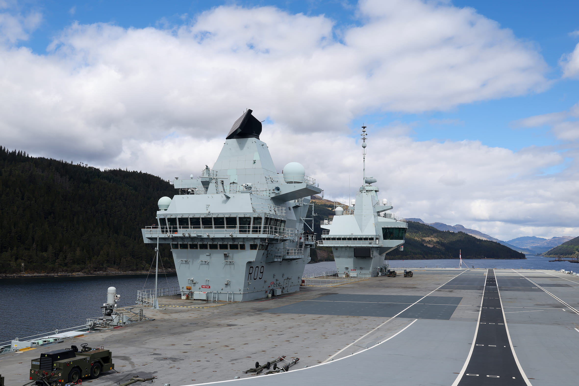 HMS Prince of Wales sails down Loch Long to begin her spring deployment
