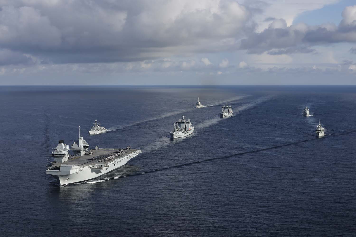 HMS Prince of Wales, HMS Portland and RFA Tidesurge have been joined by warships from NATO allies. Picture: LPhot Belinda Alker