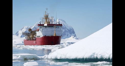 HMS Protector returns to remote Antarctic island