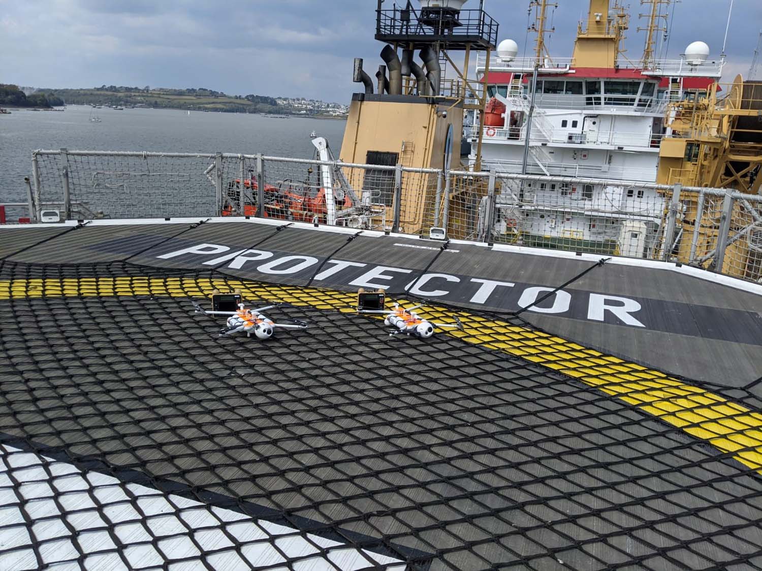 HMS Protector is trialling drones to use on future deployments to Antarctica