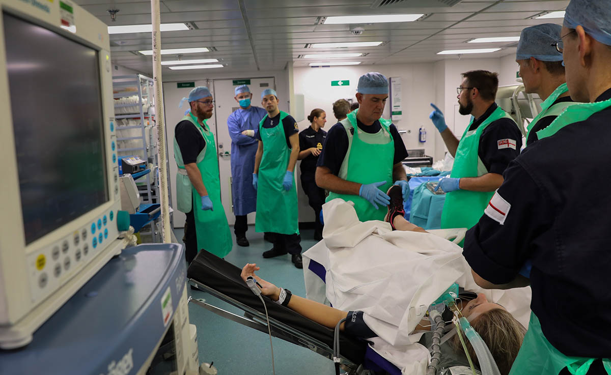 The ship is permanently staffed by a Role 1 team to ensure that all on board receive first aid, GP and dental services wherever the ship deploys across the globe