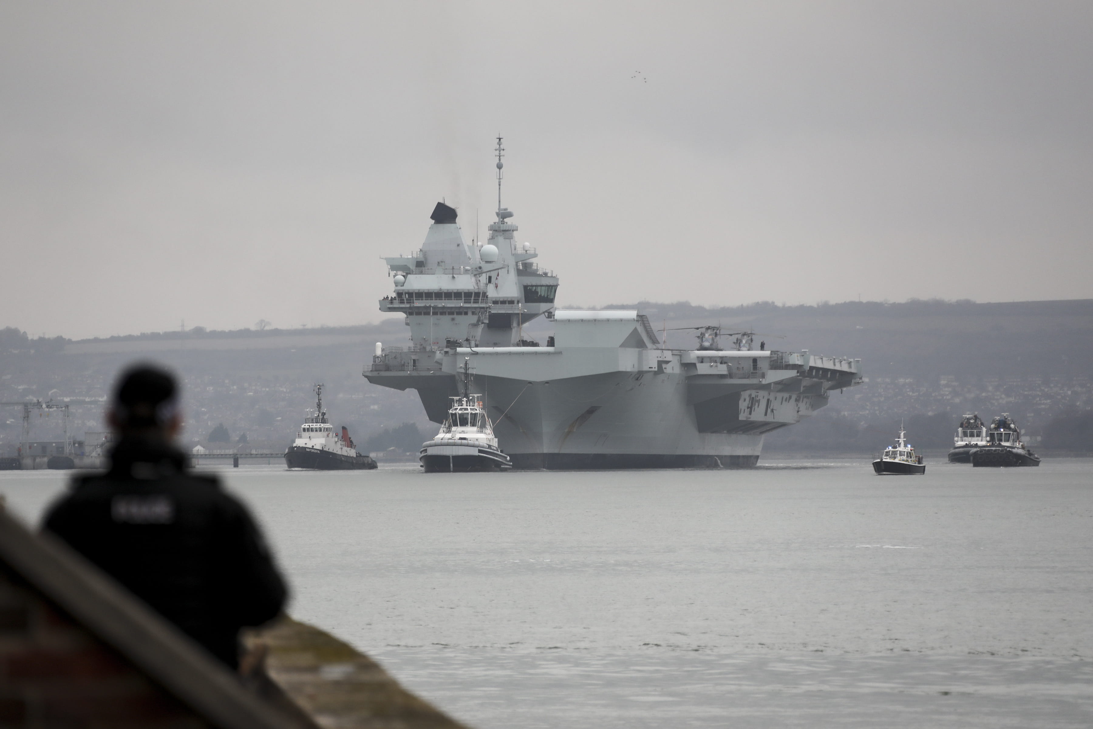 HMS Queen Elizabeth sails from Portsmouth for sea trials in UK waters. Picture: LPhot Barry Swainsbury