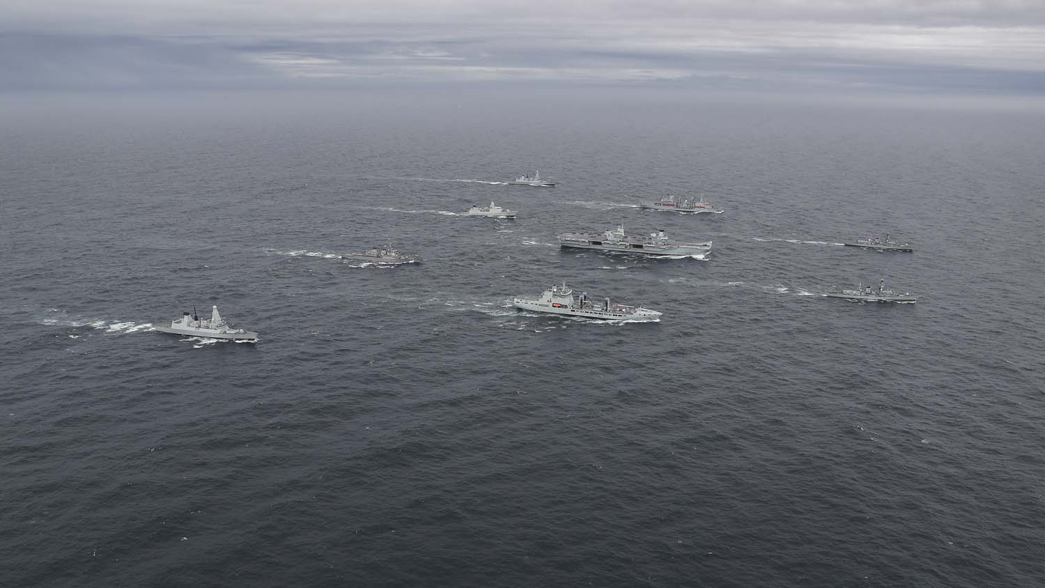 HMS Queen Elizabeth and her Carrier Strike Group. Picture: LPhot Belinda Alker