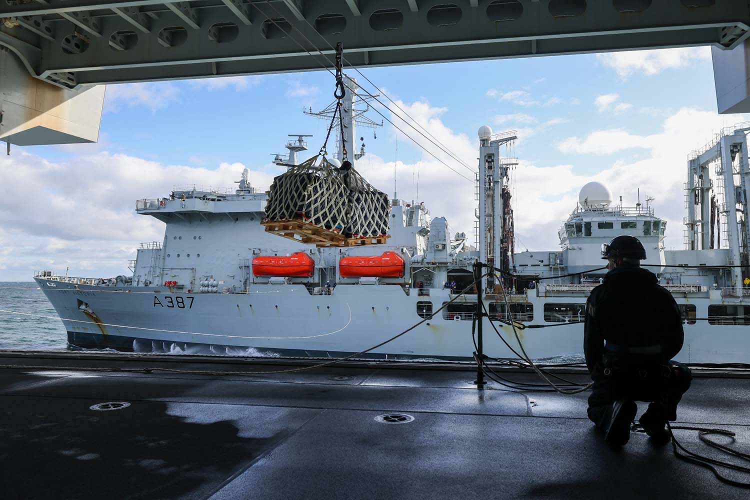 RFA Fort Victoria conducts a replenishment-at-sea (RAS) with HMS Queen Elizabeth. Picture: POPhot Jay Allen