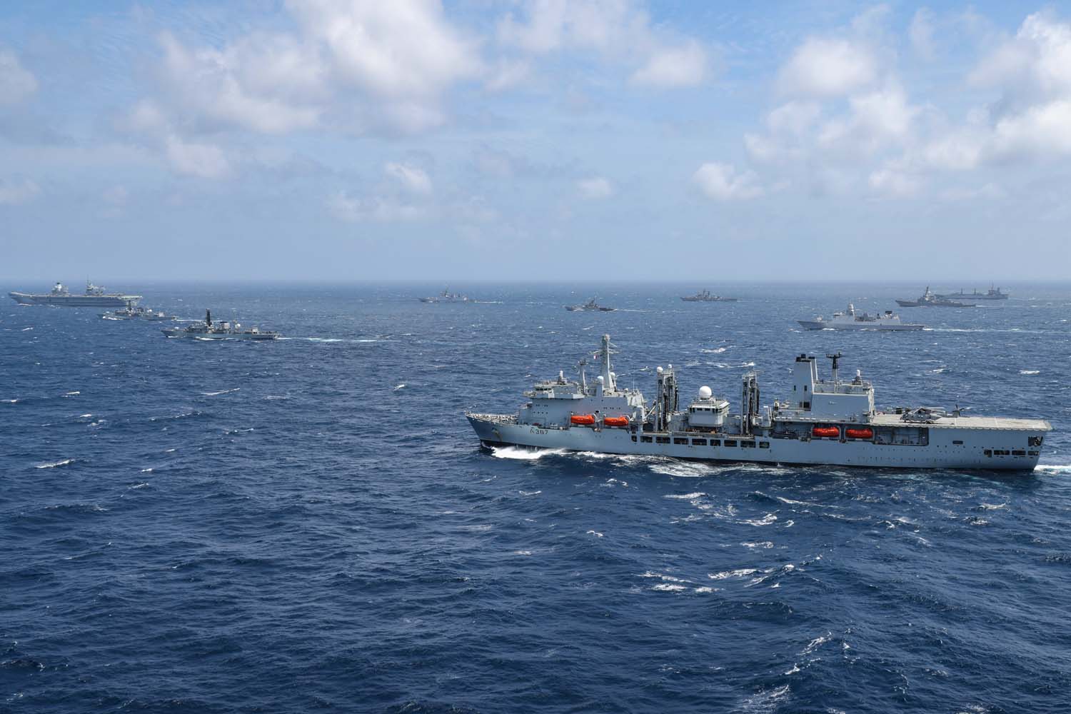 The UK's Carrier Strike Group sailed with the Indian Navy for a range of exercises in the Bay of Bengal. Picture: LPhot Unaisi Luke