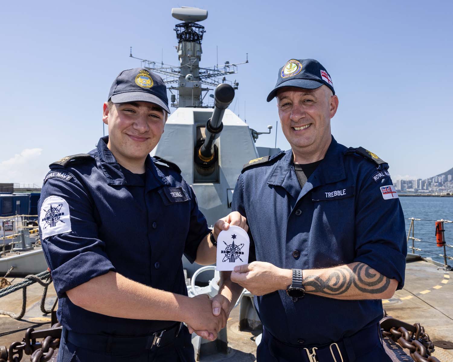Bridgend dad surprises son with promotion aboard Royal Navy warship in South Korea