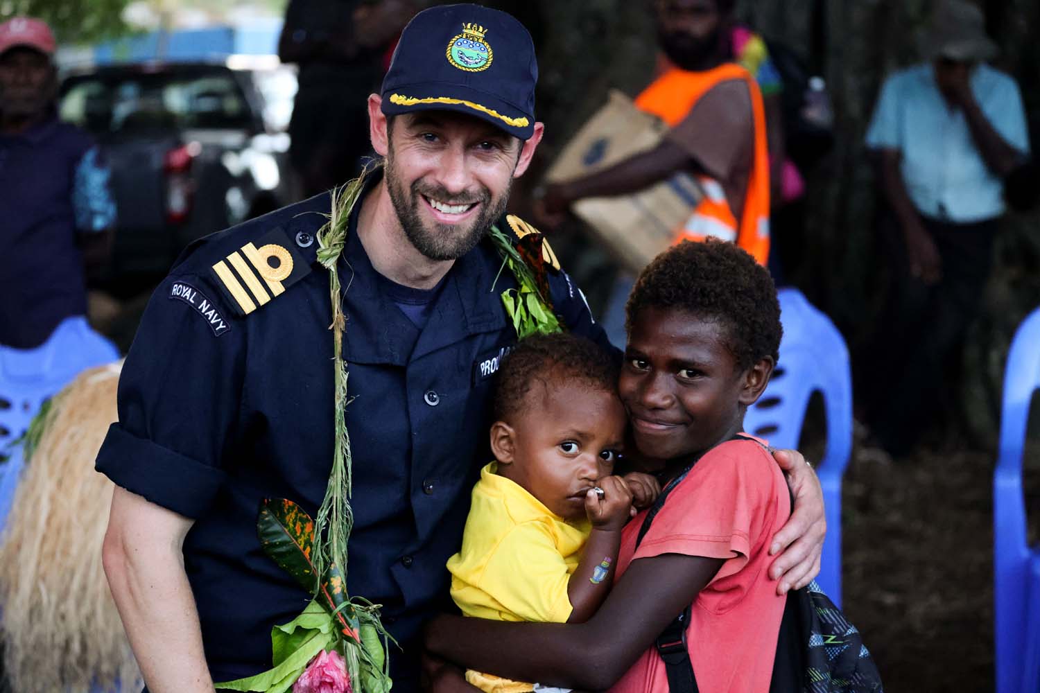 Royal Navy warship delivers aid to Pacific islands hit by double cyclones