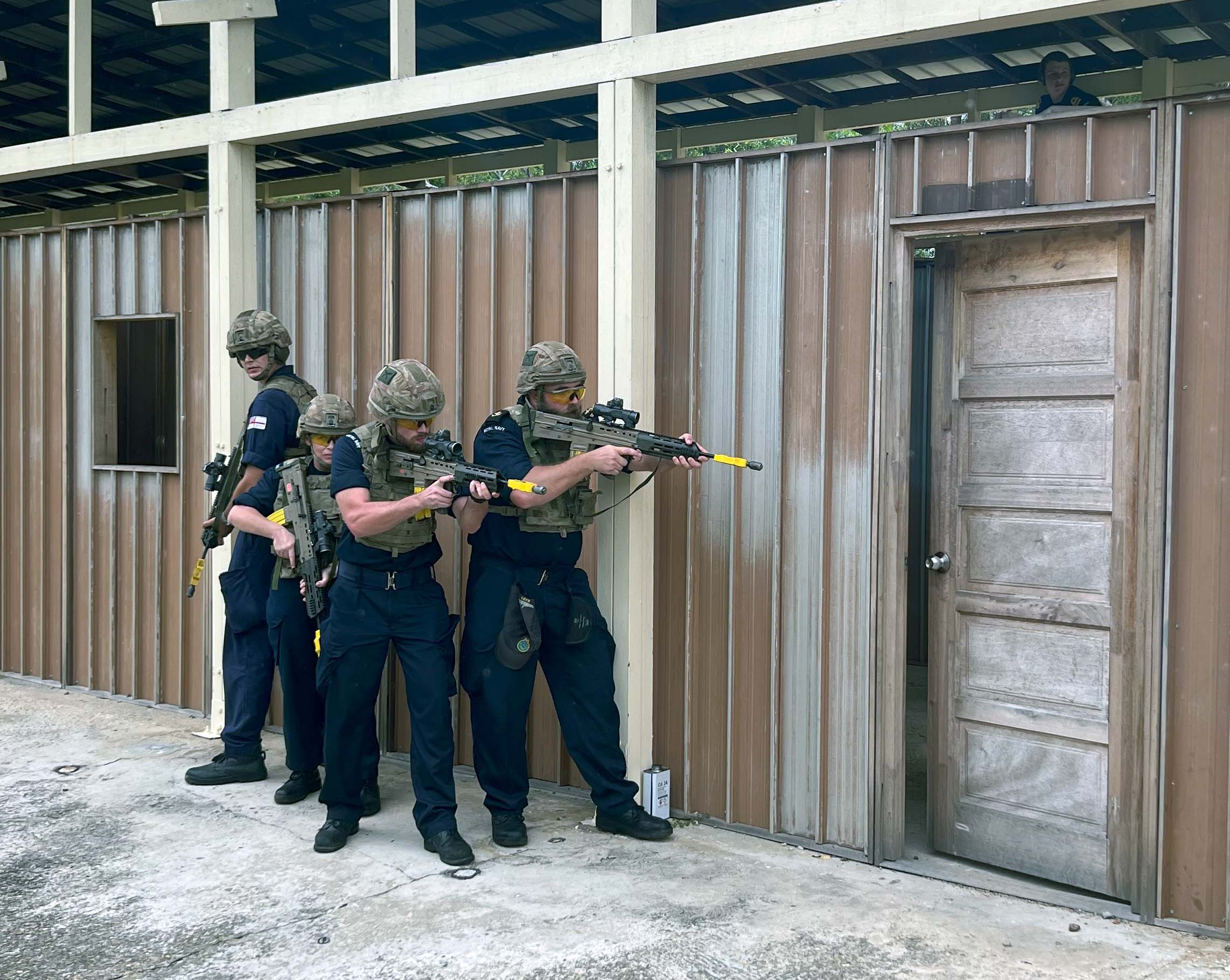 Speys sailors try entry techniques taught by the Gurkhas.