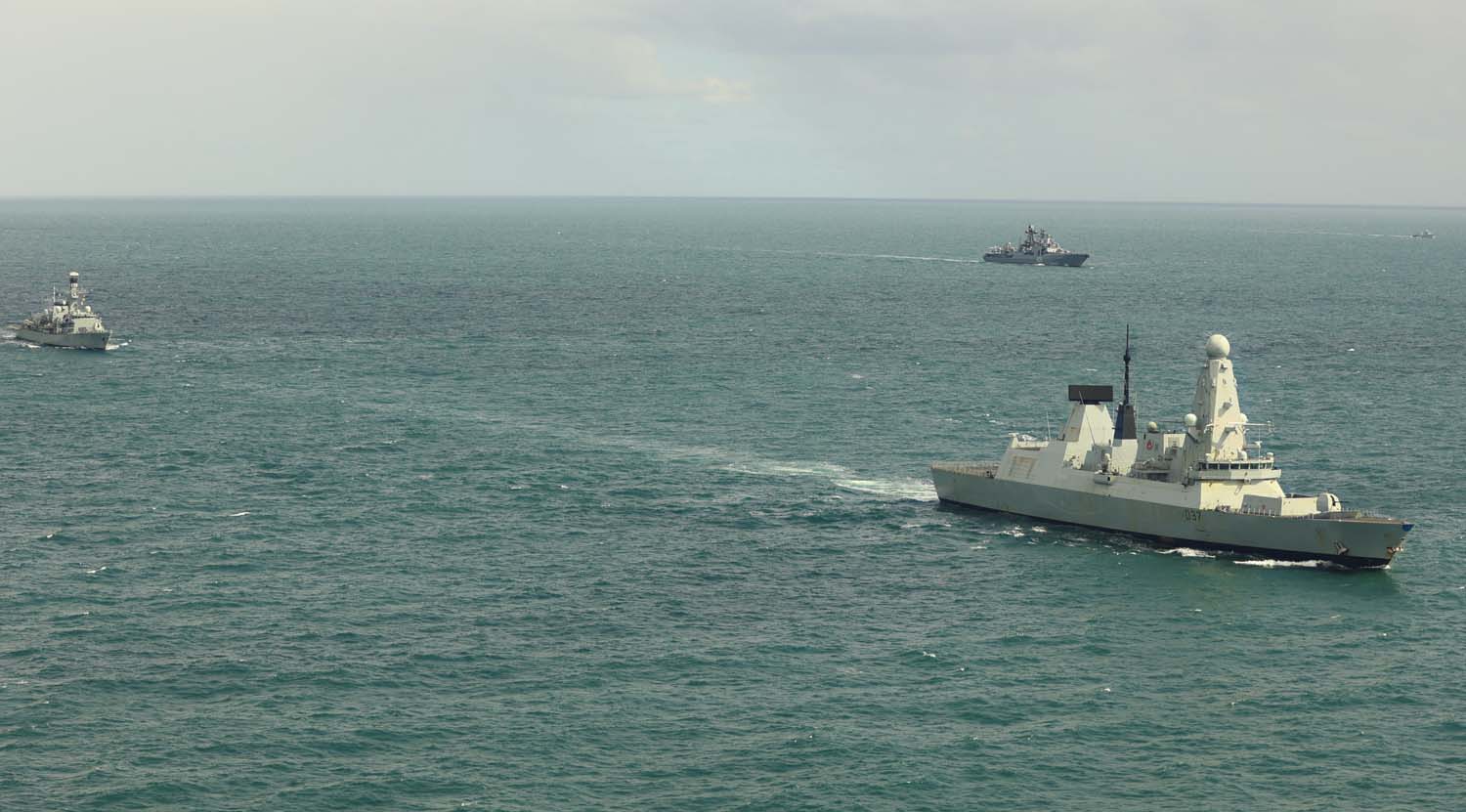 21 Aug 2026 - HMS Duncan (right) and HMS St Albans (left) track Admiral Levchenko.