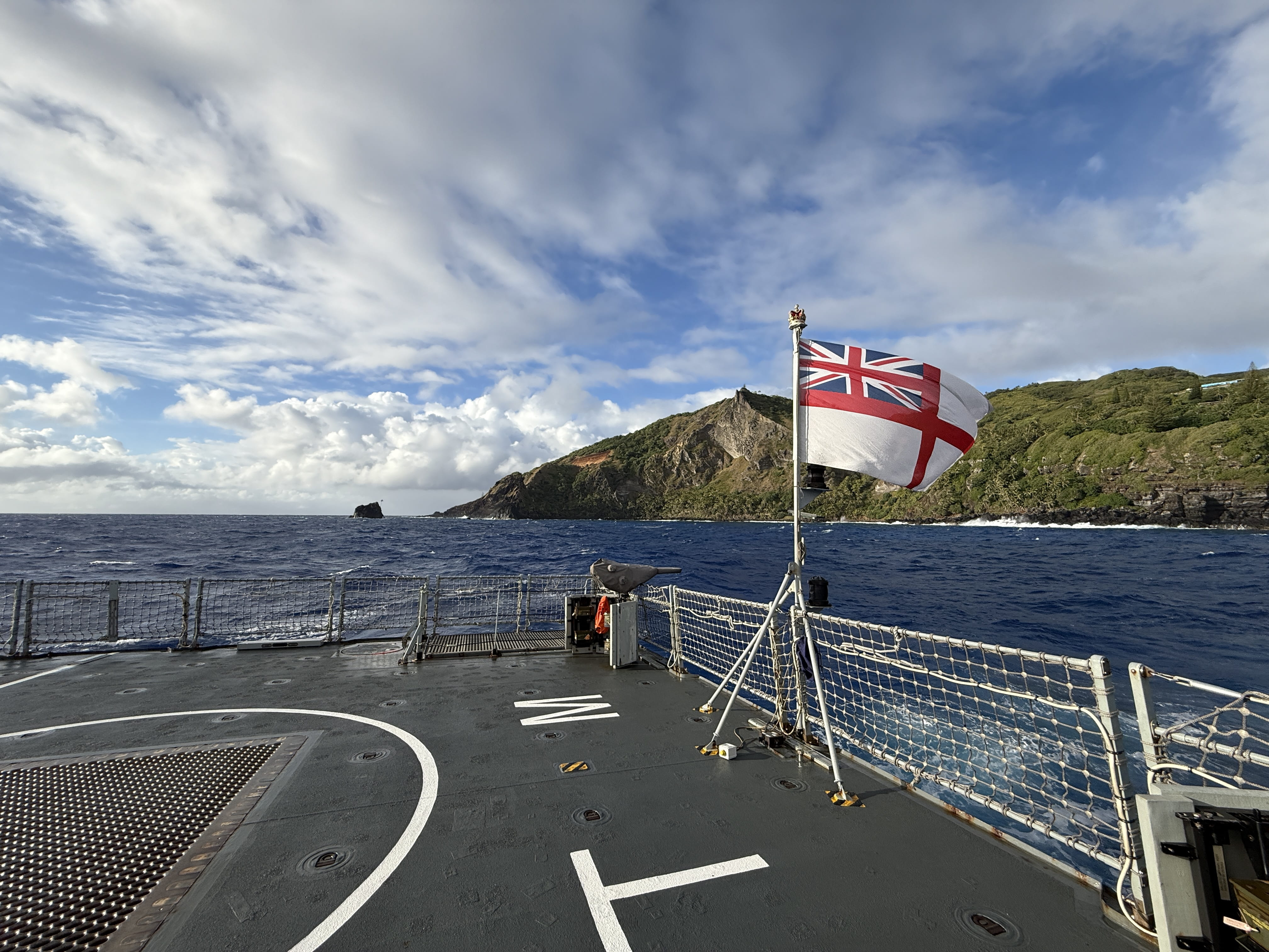 HMS Tamar at anchor off Pitcairn