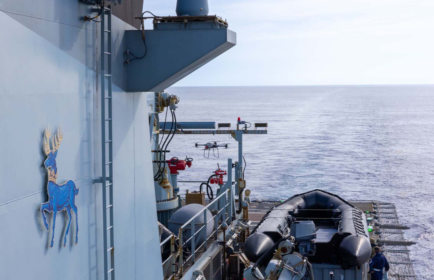 The drone launches from HMS Trent