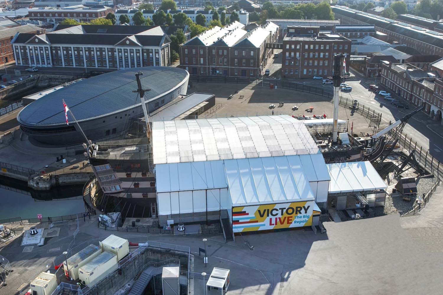 Aerial photograph of HMS Victorys Victory Live experience Resized Credit NMRN