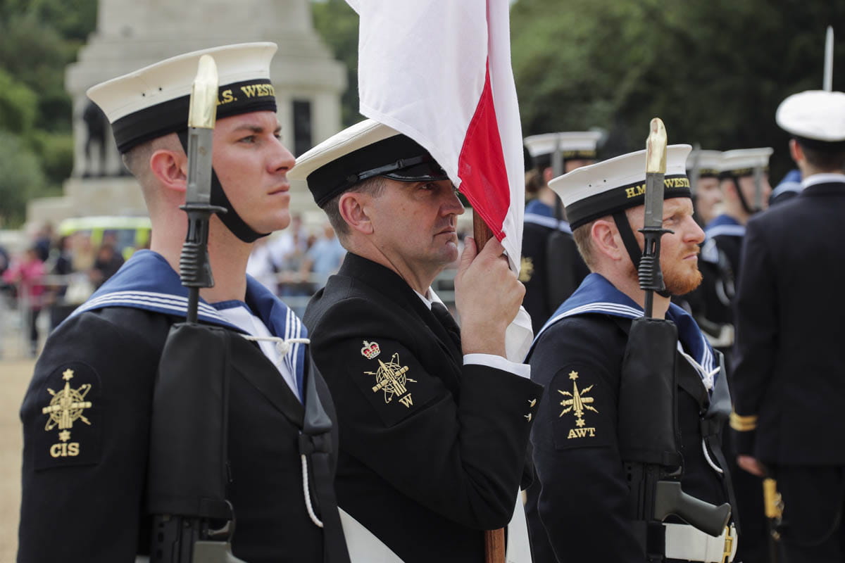 Pride as sailors from HMS Westminster march through capital