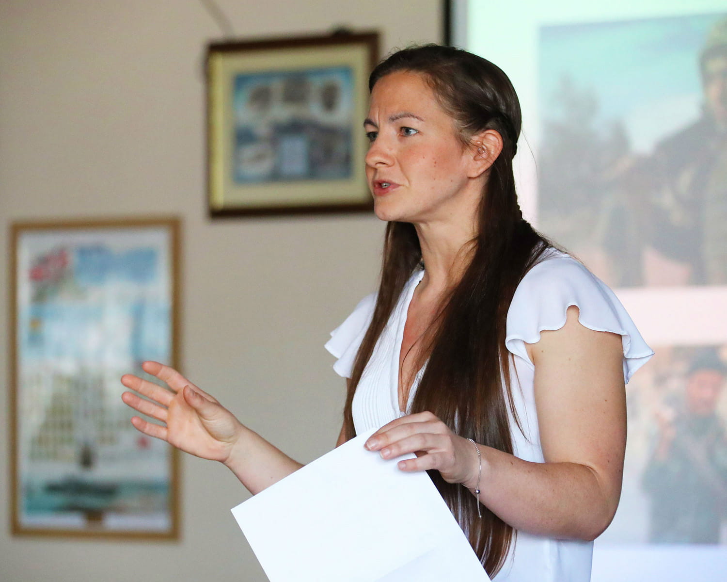Chief Petty Officer, Kate, speaking at Culdrose