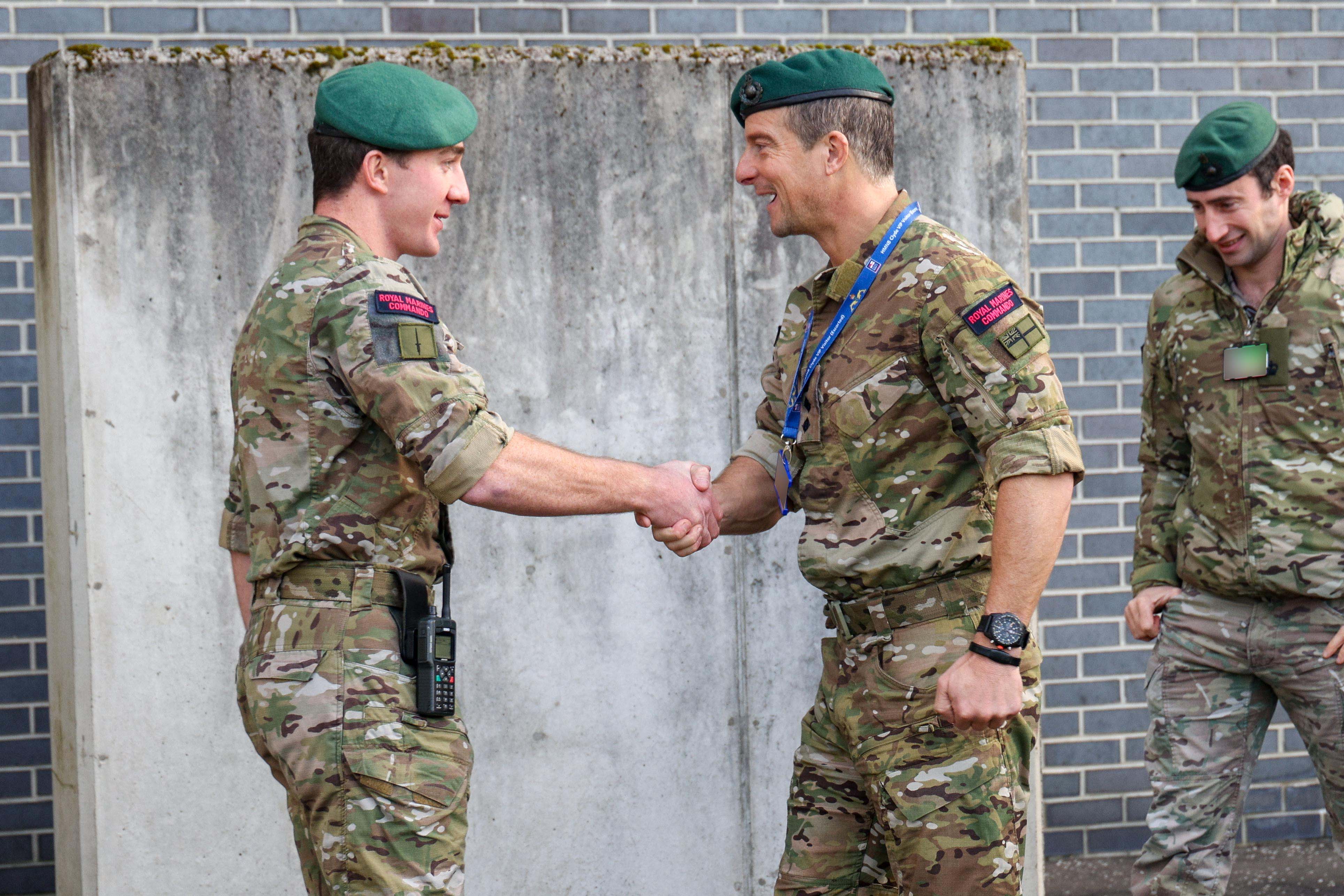 Bear meets the Royal Marines of 43 Commando.