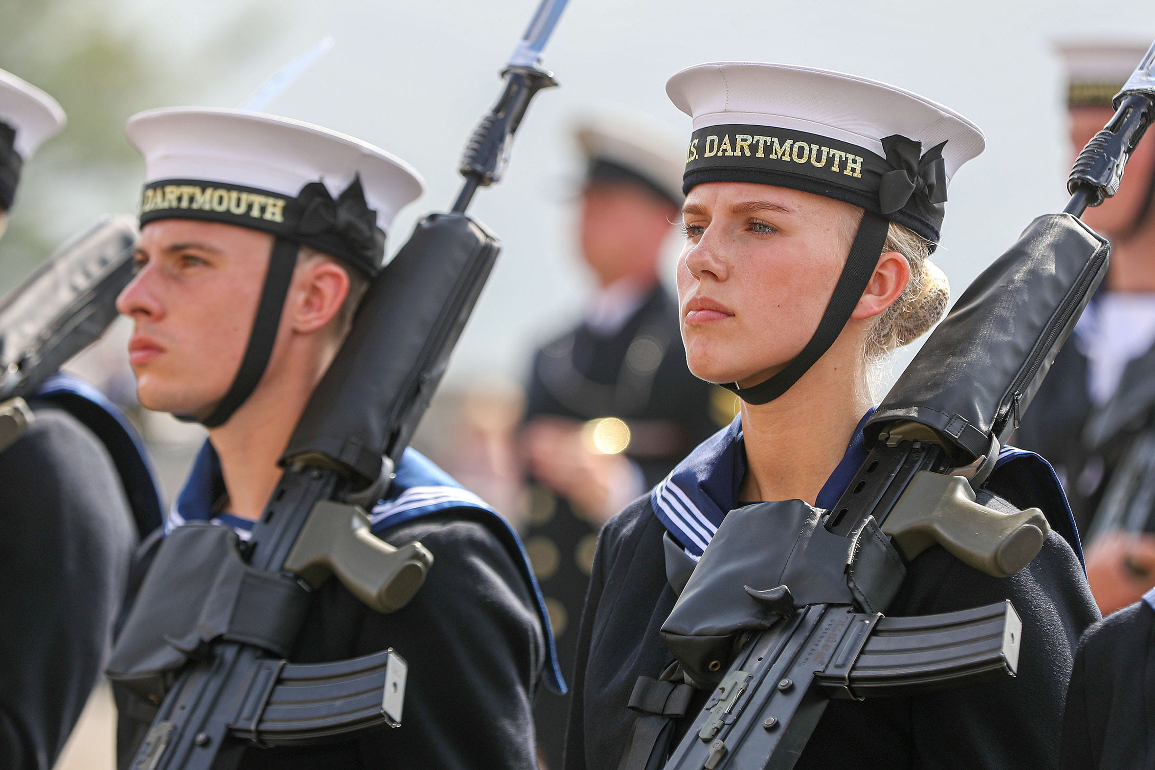 Junior ratings pass out in the Guard of Honour at BRNC Dartmouth