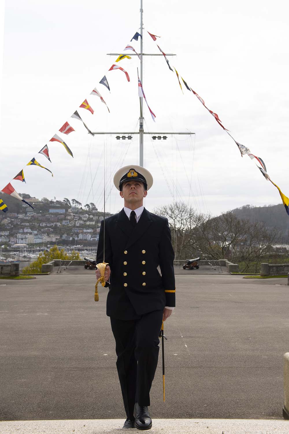 Royal Navy officer goes solo on parade