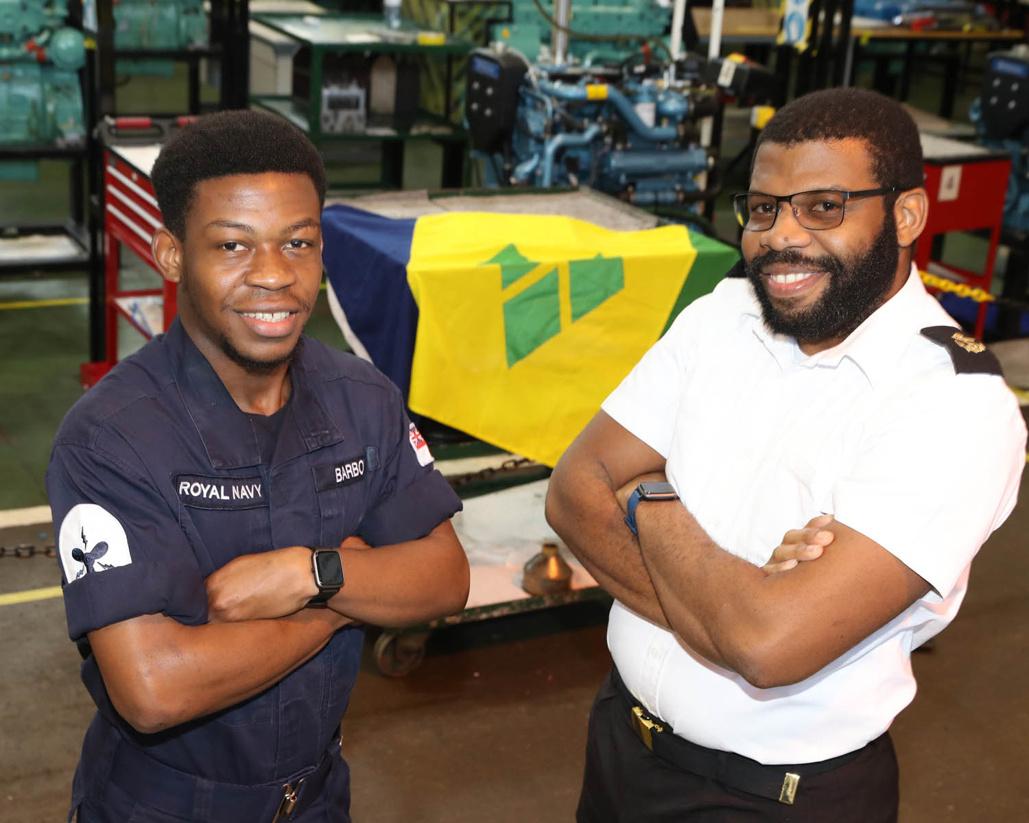 ET (ME) Shaquille Barbour and LET (Marine Engineering) Stevan Barbour at HMS Sultan